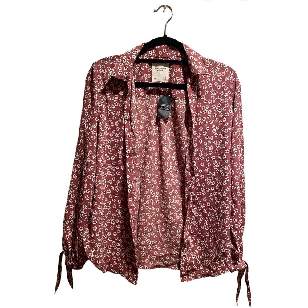 Abercrombie & Fitch Button Up Blouse Womens Size Small Mauve  Summer Floral S‎